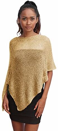 Unique Poncho Coprispalle da Donna Elegante da Cerimonia o Sera Poncho Donna in Rete di Viscosa Termica con Essenza di Fiore di Ciliegio (Oro)