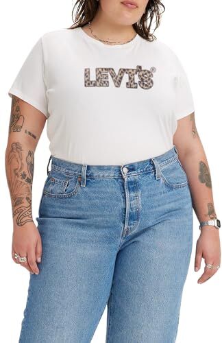 Levis Plus Size Perfect Tee, T-shirt Donna, Logo Animal Bright White, 1XL