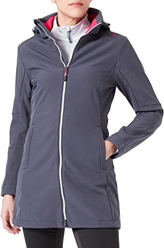 CMP Parka in softshell da donna con cappuccio removibile, Titanio-Fucsia, 42