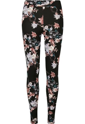 Urban Classics Ladies Soft Aop Leggings, Pantaloni Donna, Nero (Black Soft Flower), XS