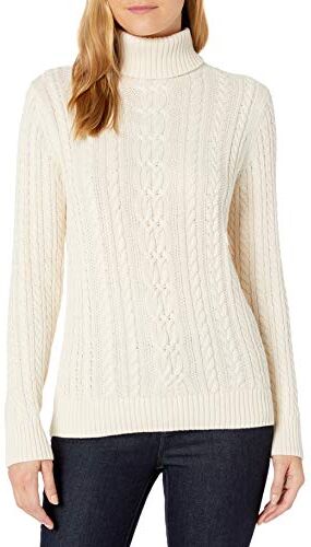 Amazon Essentials Maglione A Collo Alto Intrecciato con Screziatura (Taglie Forti Disponibili) Donna, Crema, XS