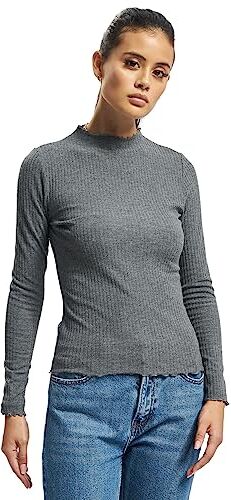 Only ONLEMMA L/S High Neck Top Noos Jrs Manica Lunga, Grigio Scuro mélange, L Donna