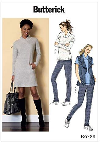 Butterick Patterns  Pattern 6388 y Taglie Canotta Vestito e Pantaloni, Multicolore, Taglie XSm-Med