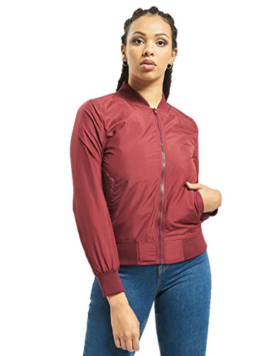 Urban Classics Giubbotto Bomber da Donna con Polsini a Coste, Giacca a Vento Leggera, Giubbottino Bomber a Maniche Lunghe con Cerniera e Tasche, Colore: Burgundy, Taglia: XS