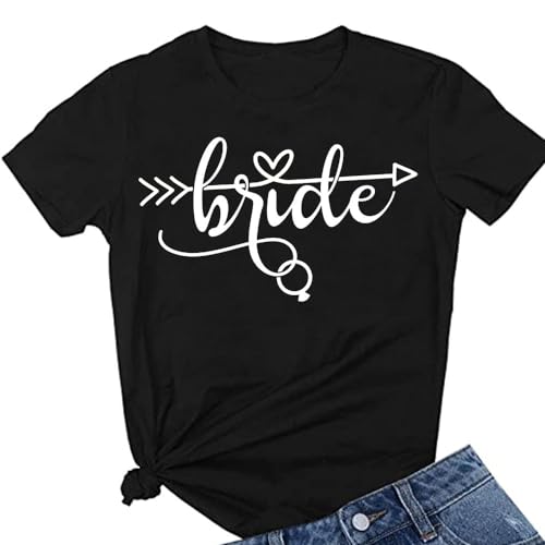 JPHCHSC Moda Donna t-Shirt Sposa Squad Camicette Addio al Nubilato Tshirt da Sposa Team Bride Top Addio al Nubilato Addio al Nubilato Magliette a Maniche Corte 056