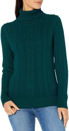 Amazon Essentials Maglione A Collo Alto Intrecciato con Screziatura (Taglie Forti Disponibili) Donna, Verde Bosco, S