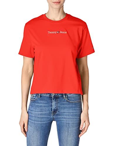 Tommy Hilfiger TJW CLS Serif Linear Tee  Magliette a Maniche Corte, Rosso (Deep Crimson), S Donna