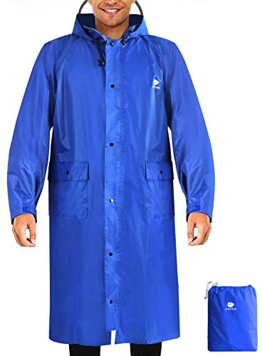 Anyoo Unisex Impermeabile Leggero Leggero Impermeabile con Cappuccio Poncho Impermeabile Compatto Riutilizzabile con Maniche per Backpacking Camping Outdoor, Blu, Taglia unica