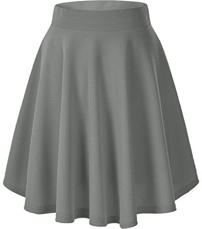 Urban GoCo Donna Moda Svasata Mini Gonna da Pattinatrice Versatile Elastica Solida Colore Gonna Grigio-Lungo S