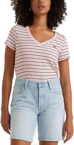 Levis Perfect V-Neck, T-shirt Donna, Cool Stripe Chalk Pink, XL