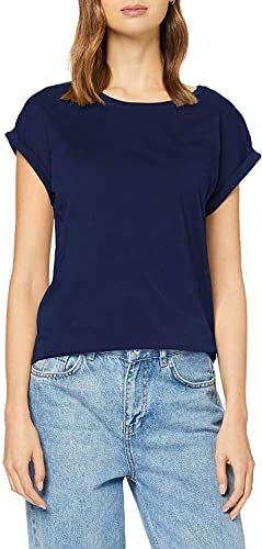 Urban Classics t-shirt da Donna con Manica Arrotolata, Maglietta a Maniche Corte da Donna in Cotone, Tee Shirt con Scollo Rotondo e Spalle Arrotondate, Colore: Rosso Ciliegia, Taglia: XXL