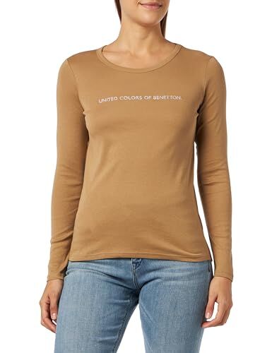 United Colors Of Benetton T-Shirt M/L  Manica Lunga, Beige 34A, S Donna