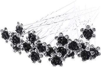 OMICE 20 forcine per capelli alla moda per fidanzamento, matrimonio e matrimonio, con strass di cristallo (nero)