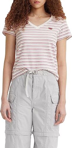 Levis Perfect V-neck, T-shirt Donna, Cool Stripe Cloud Dancer, XS