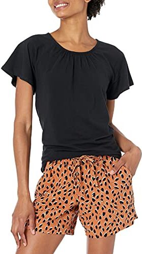 Amazon Essentials T-Shirt a Girocollo con Manica Kimono vestibilità Classica Donna, Nero, L