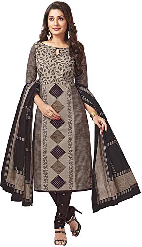 Modfash Jevi Prints Women's Cotton Dress Material Brown