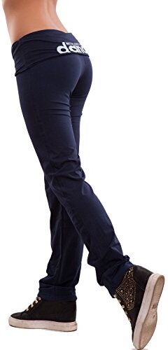 Toocool Pantaloni Donna Tuta Dance Sport Fitness Elastici Cotone Vita Bassa Nuovi CH93 [S,Blu]