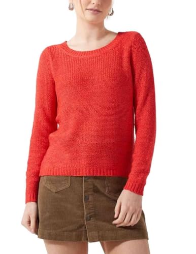 Only onlGEENA XO L/S Pullover Knt Noos Felpa, Rosso (Flame Scarlet), 42 (Taglia Produttore: X-Large) Donna