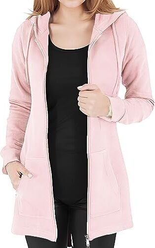 Tuopuda Cappotto Invernale Giacca Felpe in Pile con Cappuccio Cerniera Tasche, Maglione Top Camicetta Tute Manica Lunga Regalo Donna, Rosa, M