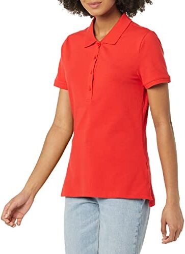 Amazon Essentials Polo A Manica Corta (Taglie Forti Disponibili) Donna, Rosso Papavero Brillante, XS