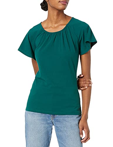 Amazon Essentials T-Shirt a Girocollo con Manica Kimono vestibilità Classica Donna, Verde Bosco, XL