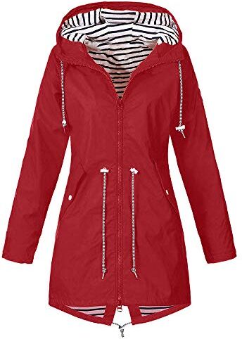 KaloryWee Sale Cleance Womens Outwear KaloryWee Giacca da donna con cappuccio, impermeabile, antivento, antipioggia, con cerniera, maniche lunghe, tasche, alla moda, casual, per sport all'aperto