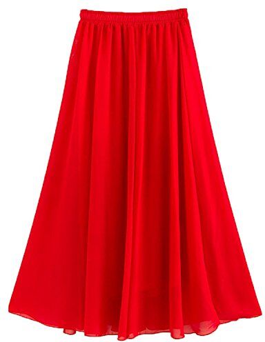 Gothden Donna Pieghettato Retro Maxi Gonna Lunga Elastica Solida Colore Gonna