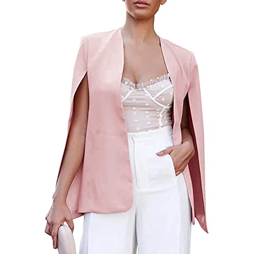 Generic Donna Multiuso Moda sciolto breve sciarpa mantello cardigan cappotto giacca trench outwear donna caldo cappotto (rosa, M)
