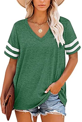 NARRAME T-Shirt da Donna Verde Foresta Casual Estiva Top Tuniche a Maniche Corte XL