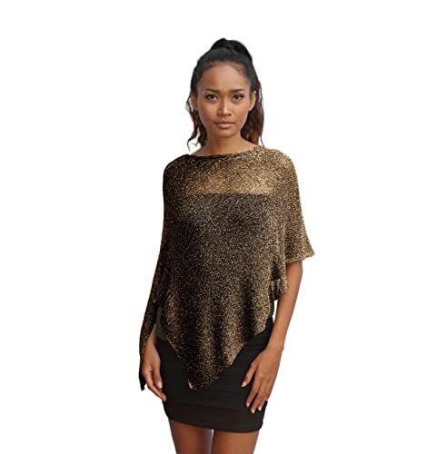 Unique Poncho Coprispalle da Donna Elegante da Cerimonia o Sera Poncho Donna in Rete di Viscosa Termica con Essenza di Fiore di Ciliegio (Cioccolato Oro)