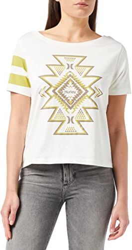 Hurley W Oceancare Totem Front Back Tee Maglietta, Marshmallow, S Donna