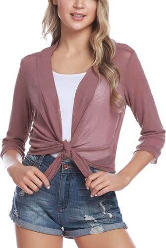 iClosam Coprispalle Donna Casual Bolero Estivo da Donna Cardigan Corto Maniche a 3/4 Elegante Blazer Top A-Pasta di Chicchi,L