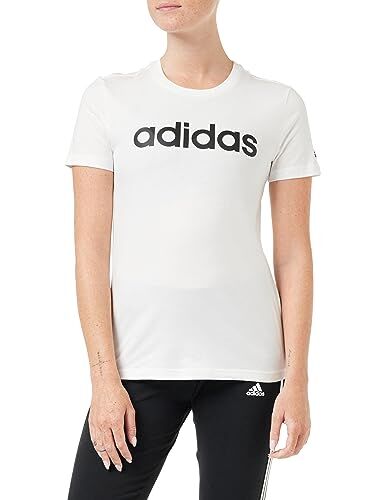 Adidas Essentials Slim Logo, T-shirt Donna, White/Black, S