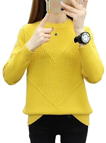 SUKORI Maglione Da Donna Maglione da donna, top elegante, maglione a maglia larga, primavera (Color : Yellow, Size : L)