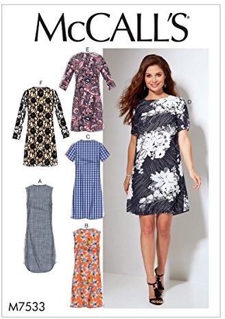 McCall's Patterns McCall' s Patterns Pattern 7533 RR, Abiti da Ragazza/da Donna, Taglie 18 W-24 W, Multi/Colore