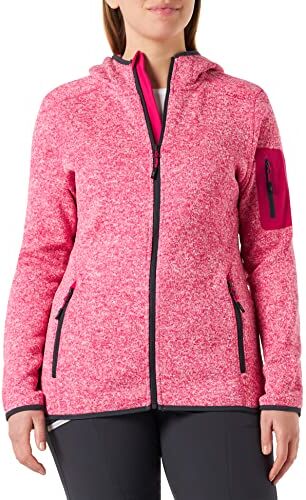 CMP Giacca in Knit-Tech da Donna con Cappuccio Fisso, Fucsia-Bianco-Titanio, 40