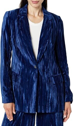 The Drop Blazer da Donna, Blake, Lungo, in Velluto Blu Zaffiro, XS