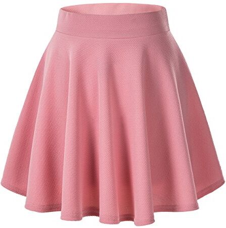 Urban GoCo Donna Moda Svasata Mini Gonna da Pattinatrice Versatile Elastica Solida Colore Gonna Rosa M