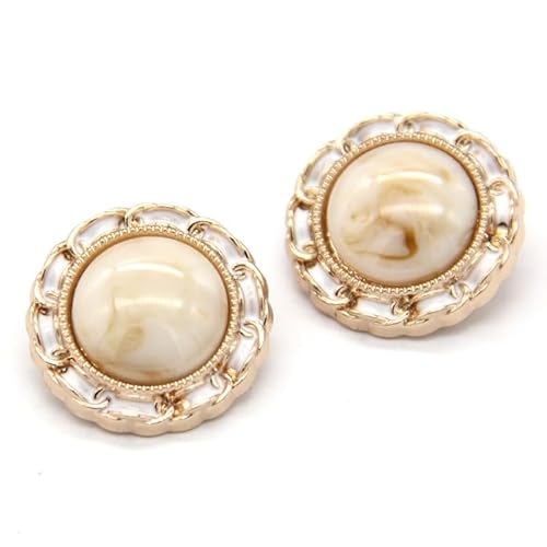 VhoMes Bottoni for Maglieria, Spilla for Bottoni Assortiti, Bottoni for Cappotto da Donna in Metallo Dorato Vintage for Abiti Maglioni Decorativi Fatti a Mano Cucito Fai da Te (Color : White, Size : 25mm 6pc