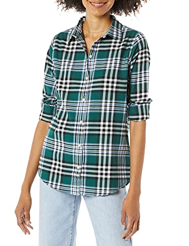 Amazon Essentials Camicia in Flanella a Quadri Leggera a Maniche Lunghe e vestibilità Classica Donna, Verde Scuro Motivo Kilt, S