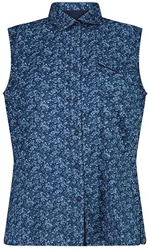 CMP Camicia Smanicata Elasticizzata da Donna, Blue-Blue, 50