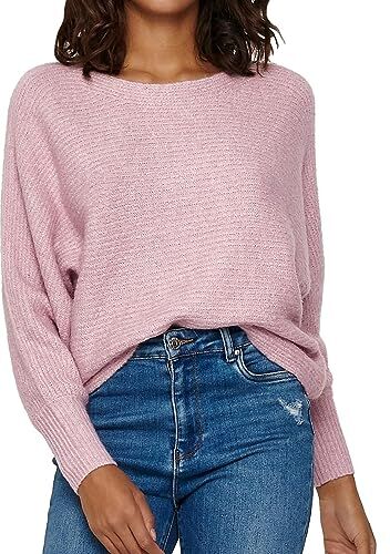 Only ONLDANIELLA L/S Pullover Knt Noos, Rosa in Legno, L Donna