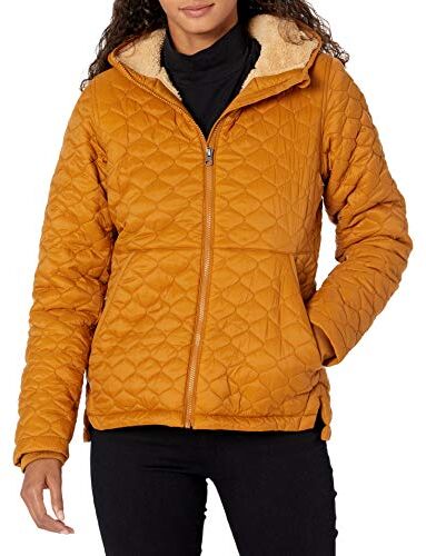 Amazon Essentials Piumino Leggero con Cappuccio Impermeabile Foderato in Sherpa Donna, Cammello, M