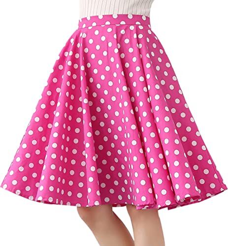 OBEEII Vintage Abito da Sera Vestito da Festa Donna Cocktail Damigella d'Onore Maniche ad Aletta, Donne 1950 Vintage Dress con Girocollo di Polka Dots Dress Abito Primaverile Abito a Pois Pois-Rosa XXL