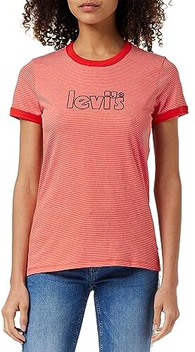 Levis Graphic Perfect Ringer Tee, Donna, Logo Teeny Flame Scarlet, XS