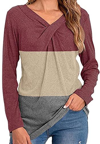 ERZU Top da Donna   2021 Autunno Nuovo Scollo a V Manica Lunga Pullover Maglioni Larghi   Pullover Casual da Donna