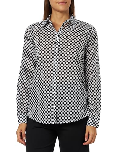 United Colors Of Benetton Camicia , Quadri Nero E Bianco 72g, XS Donna