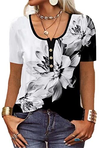 GRMLRPT Maglietta Donna Manica Corta T Shirt Magliette Elegante Tee Casual Camicia Scollo a V Camicetta Maniche Corta Camicia Donna Blusa Elegante Estive(Nero-Manica Corta,S)