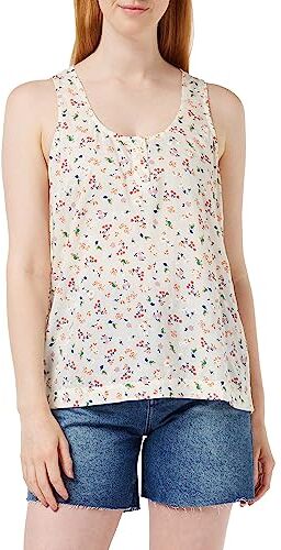 United Colors Of Benetton Canotta  Canottiera, Bianco a Fantasia Floreale 77P, XS Donna