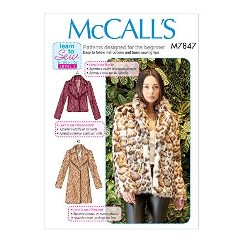 McCall's The McCall Pattern Company   Learn to Sew-Cartamodello per Cappotto da Donna, Lunghezza Vita e Coscia, Taglie McCall X, XS-s-m-l-XL, Misura unica